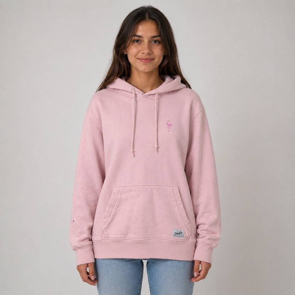 Empyre Women's S Pink Flamingo Embroidered Pullover Hoodie Sweatshirt